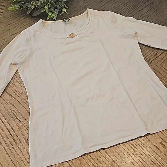 White quarter sleeve top size L Anne Klein sport - Picture 9 of 9